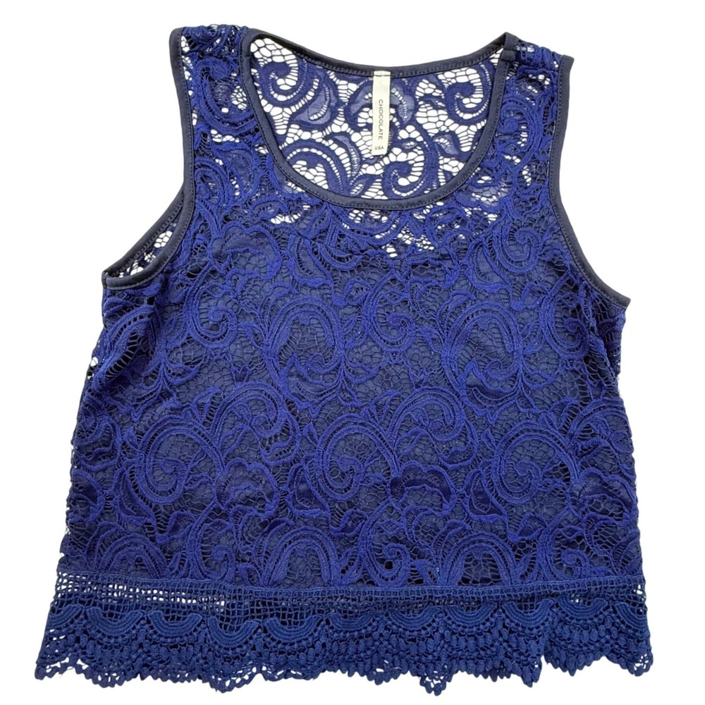 Chocolate USA lace tank top Lace stretch M Scoop Neck whimsygoth coquette goblin